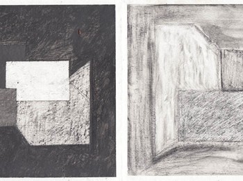 Stanza (dittico), 2022, grafite su carta, 21x59 cm